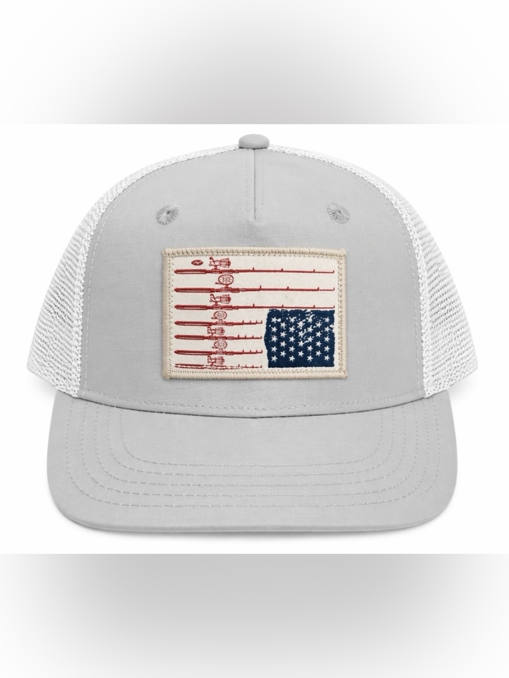 San Diego Hat Company | Light Gray and White Flag Patch Trucker Hat